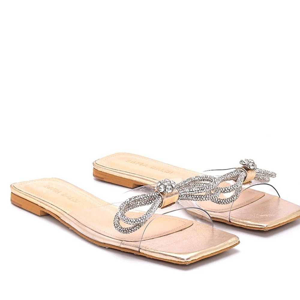 Sofia Baldi Gold Transparent Women's Flat Sandals - image 2